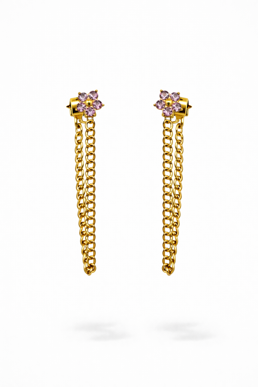 Lavender Bloom Chain Earrings