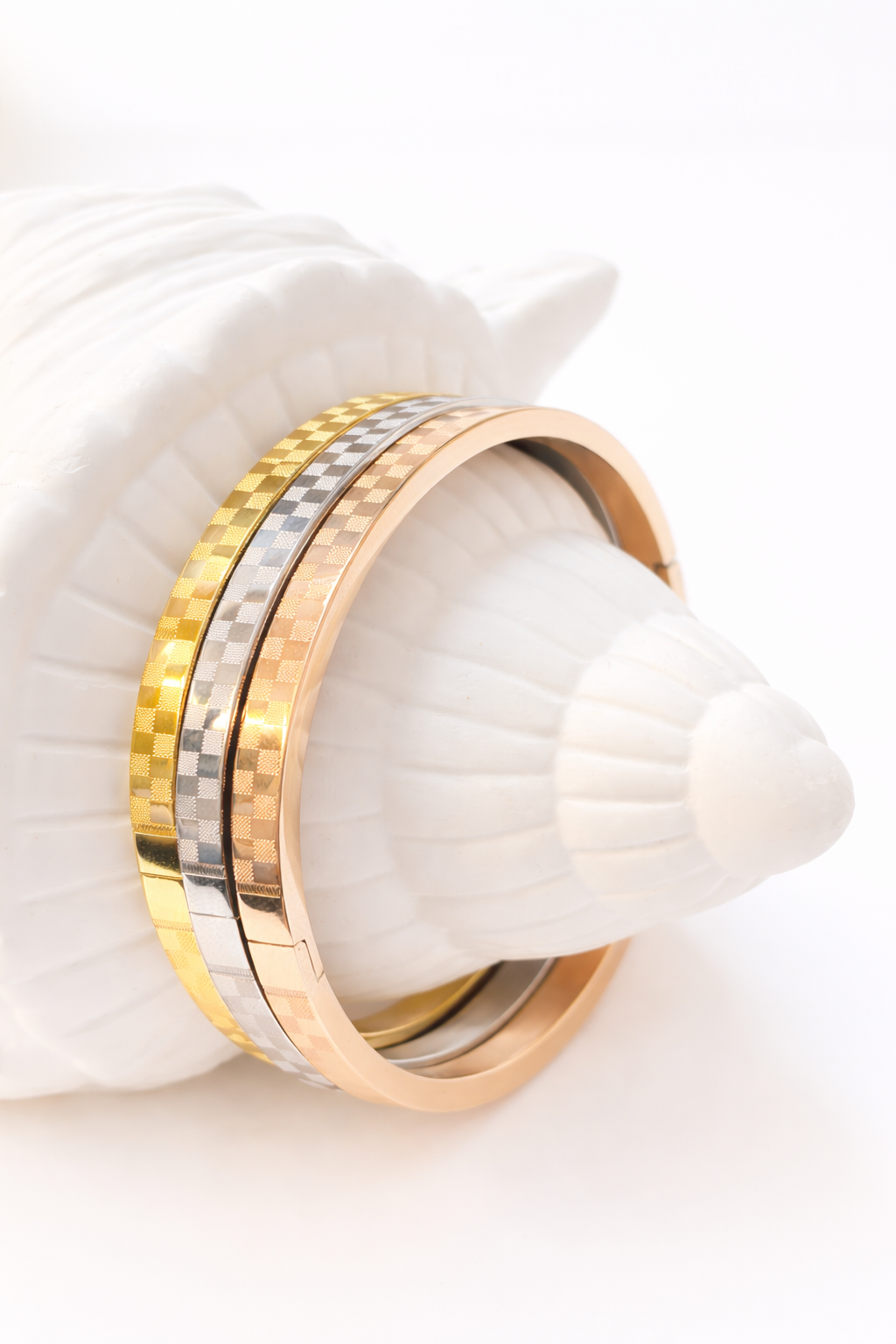 TriTone Chessboard Bracelet Stack