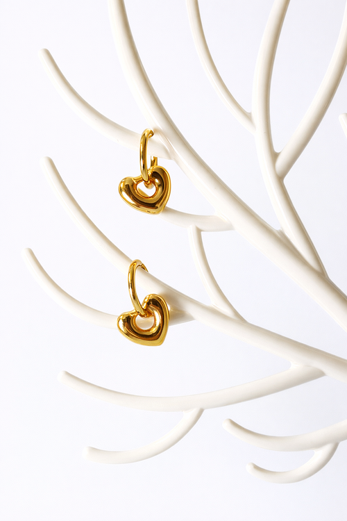 Blush Heart Demigold Hoop Earrings