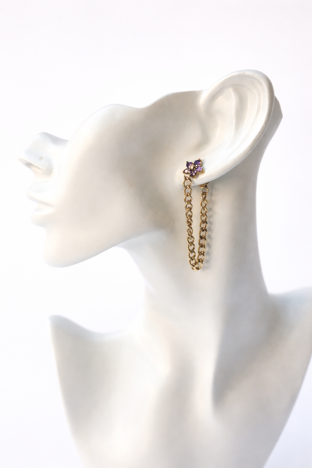 Lavender Bloom Chain Earrings