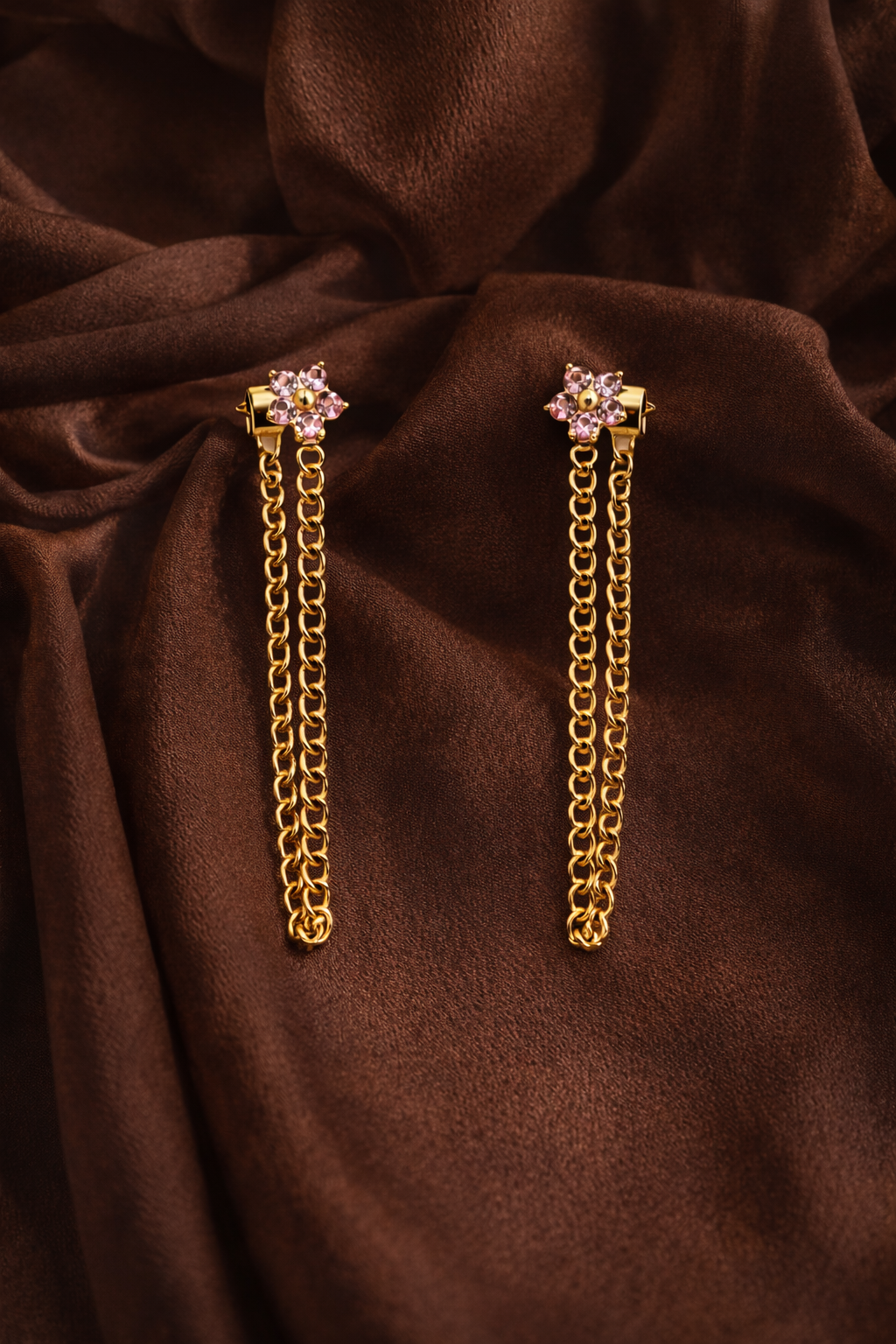 Lavender Bloom Chain Earrings