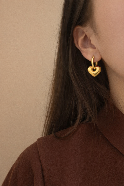 Blush Heart Hoop Earrings