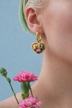 Painted Heart Hoop Earrings