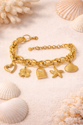 Gold Multi Charm Statement Bracelet