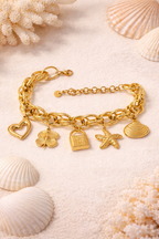 Gold Multi Charm Statement Bracelet