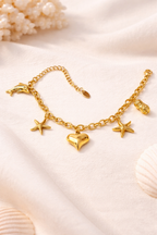 Gold Chunky Heart Charm Bracelet