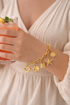 Gold Multi Charm Statement Bracelet