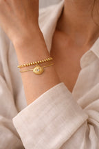 Minimal Gold Evil Eye Layered Bracelet