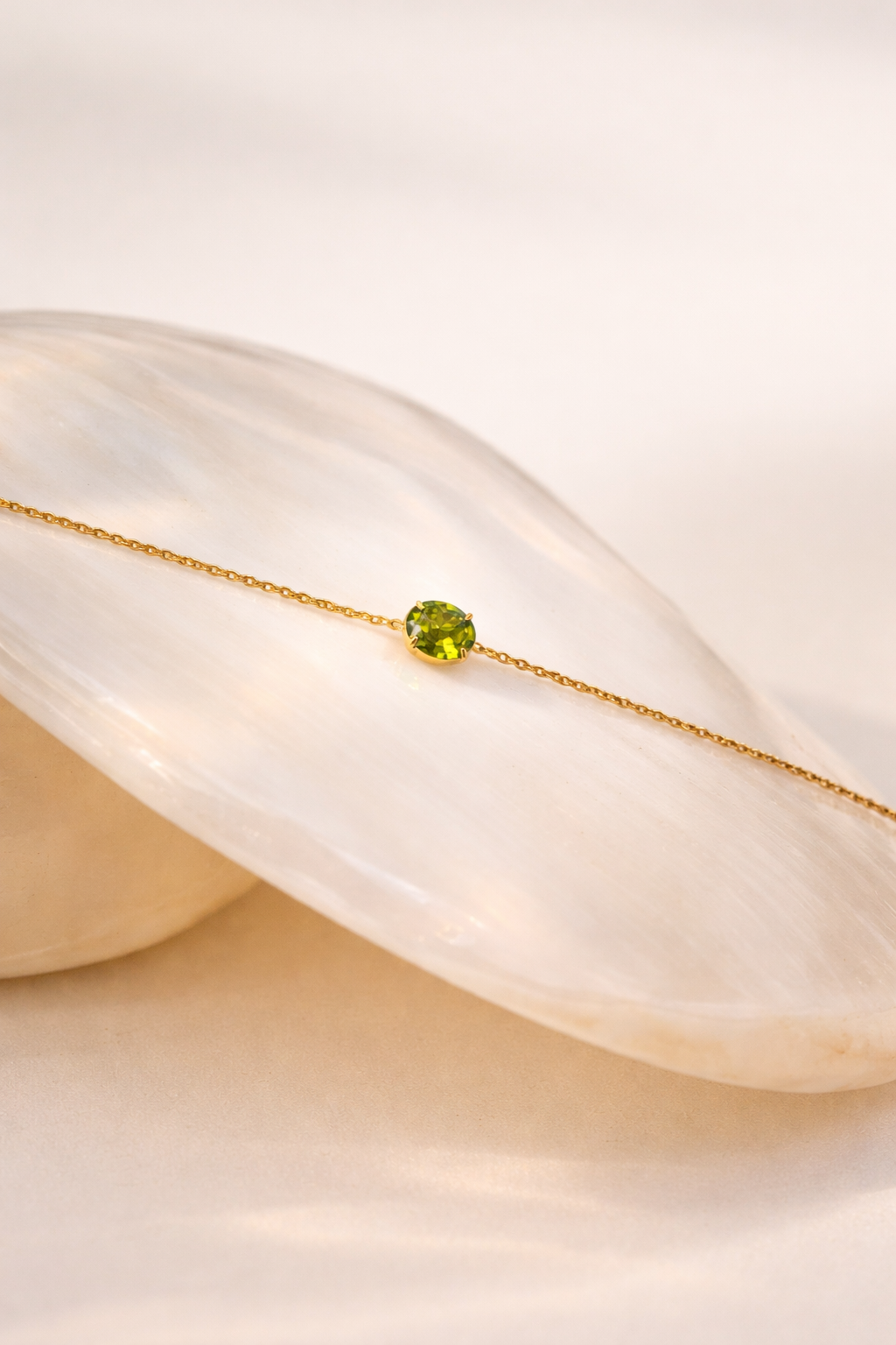Leaf Green Stone Chain Bracelet