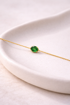 Emerald Green Stone Chain Bracelet
