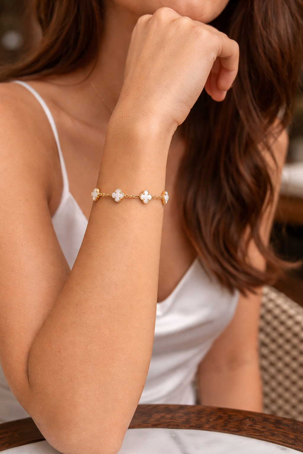 White Clover Chain Bracelet