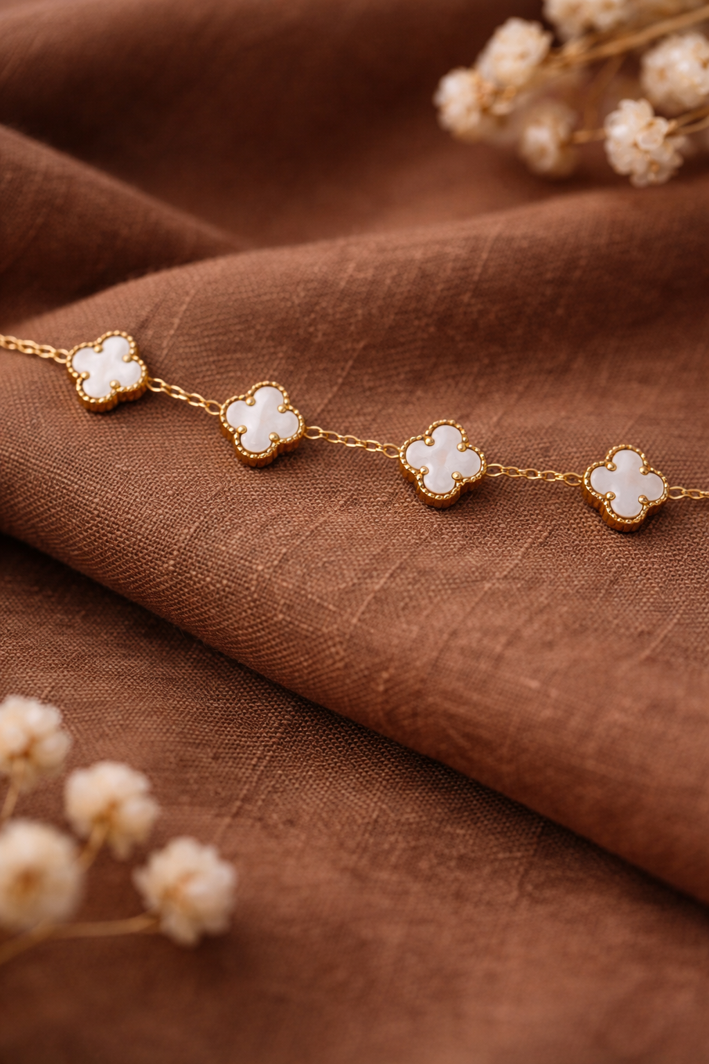 White Clover Chain Bracelet