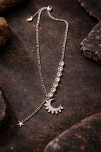 Moonlit Stud Silver Necklace