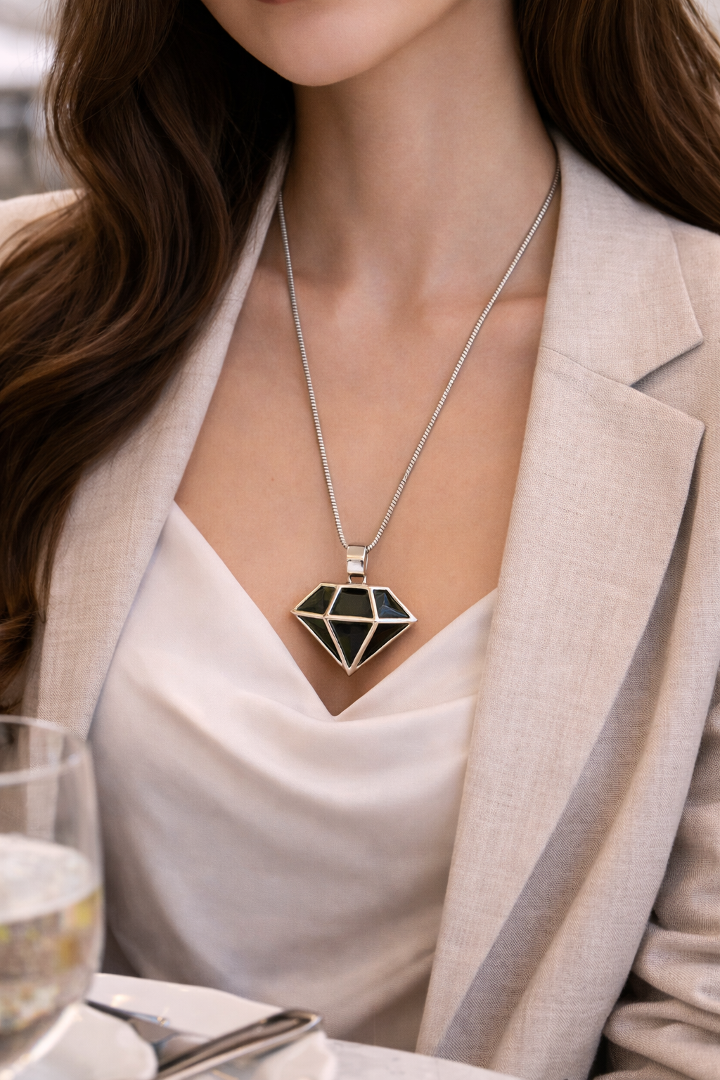 Smoked Diamond Silver Necklace