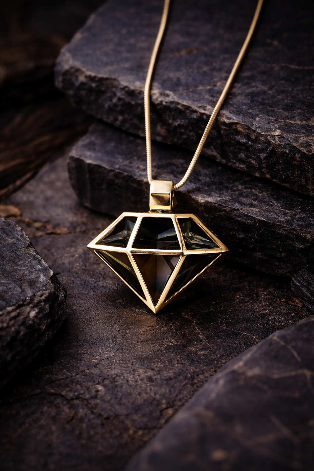 Smoked Diamond Silver Necklace