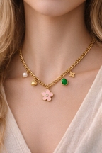Pink Petal Charm Necklace