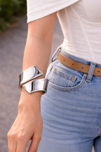 Silver Edge Cuff Bracelet