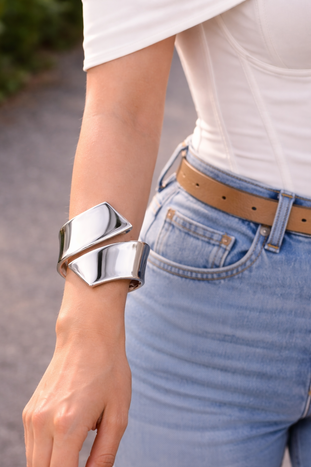 Silver Edge Cuff Bracelet