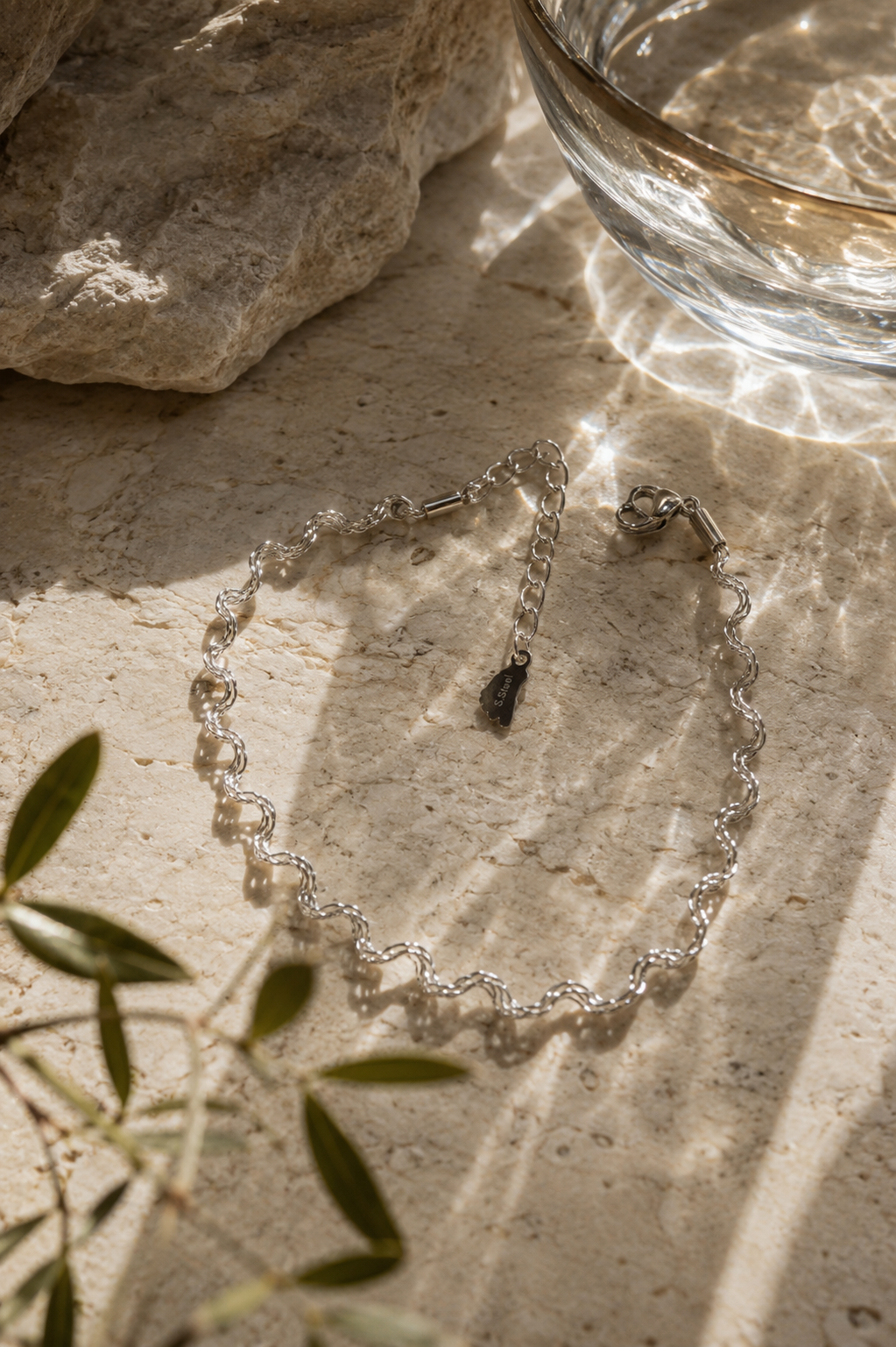 Silver Ripple Anklet